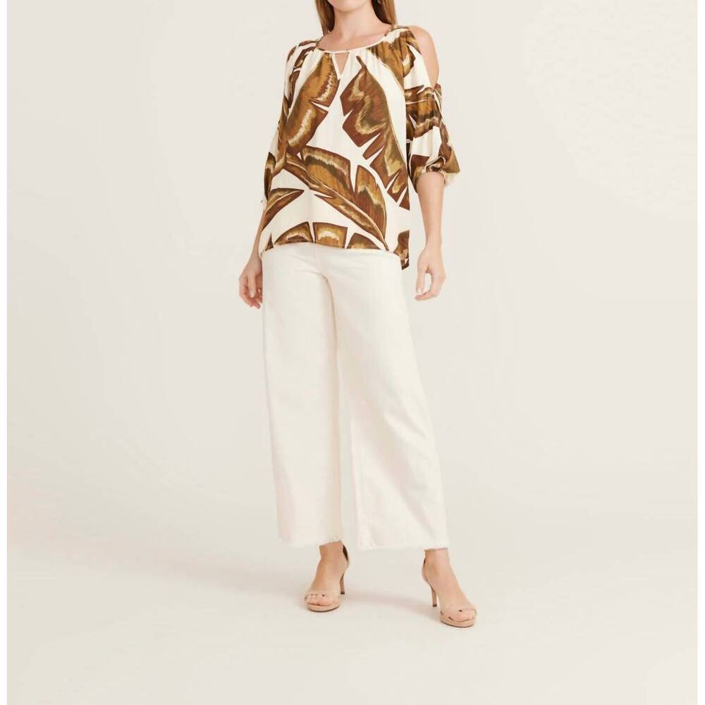 NEW ZINZANE banana leaf peasant top in off white